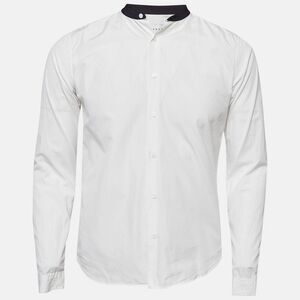 Sandro White Contrast Band Collar Cotton Shirt S